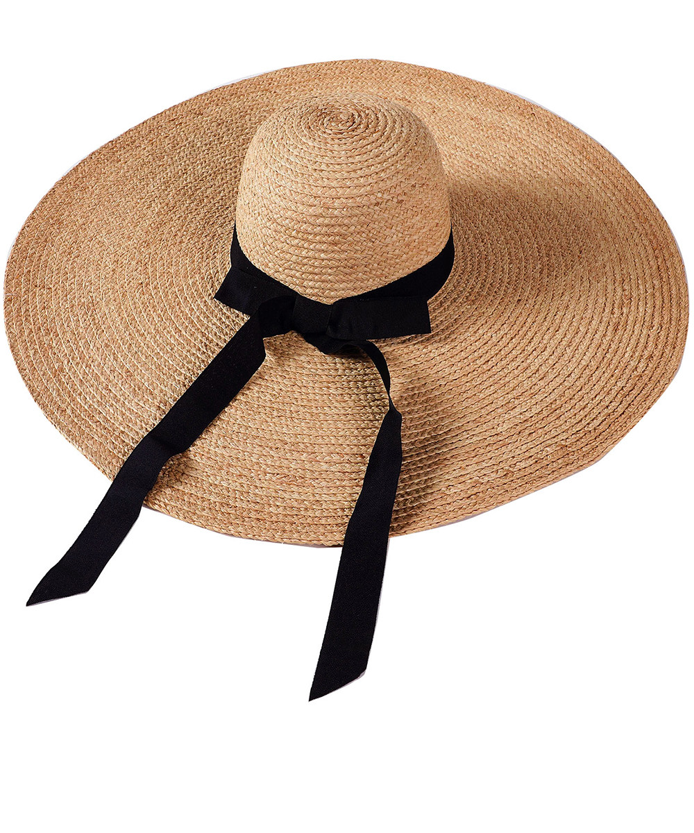 Wide Summer Straw Hat with Bow HA320014 L